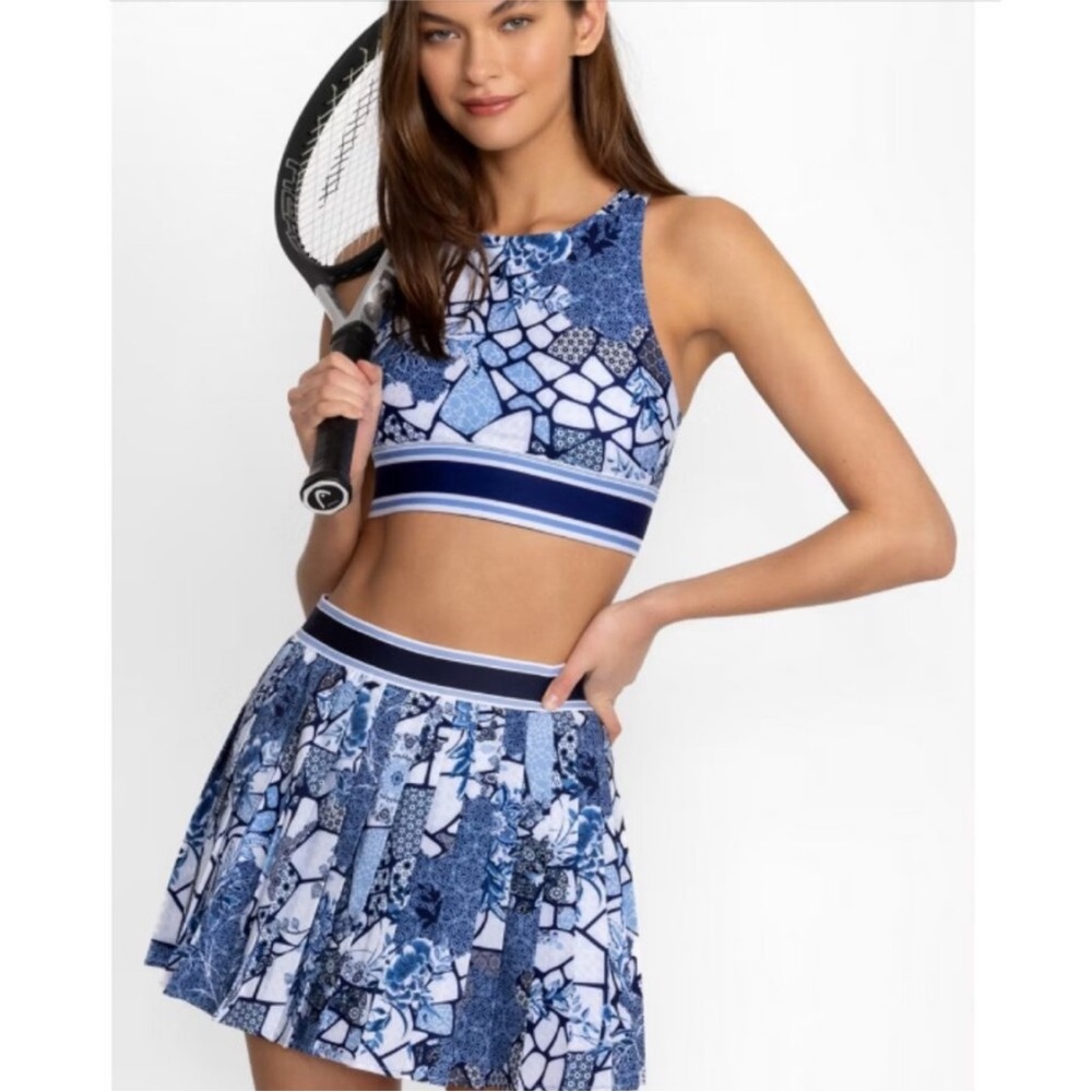 New Johnny Was Bee Active Pleated Tennis Skort Skirt Active Blue Moonlight Glass - Picture 4 of 14
